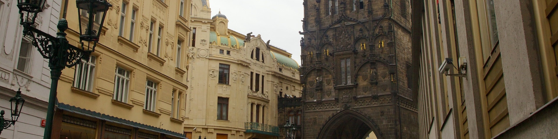 Powder Tower featuring a city, heritage architecture and street scenes
