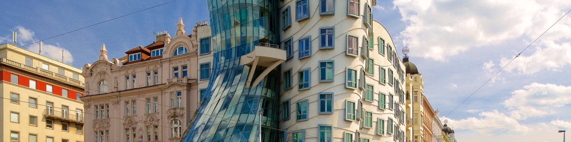 Prague Dancing House which includes a city