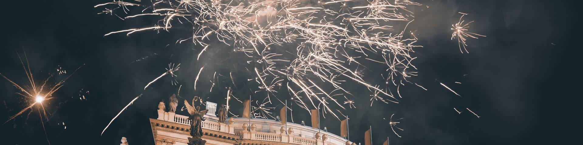 Fireworks over Prague Opera House