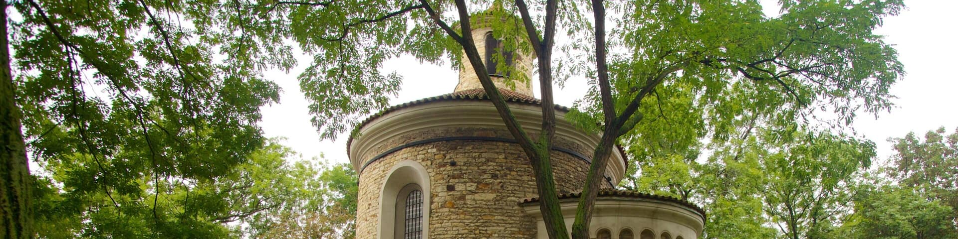 Vysehrad Castle which includes heritage architecture, a park and a monument