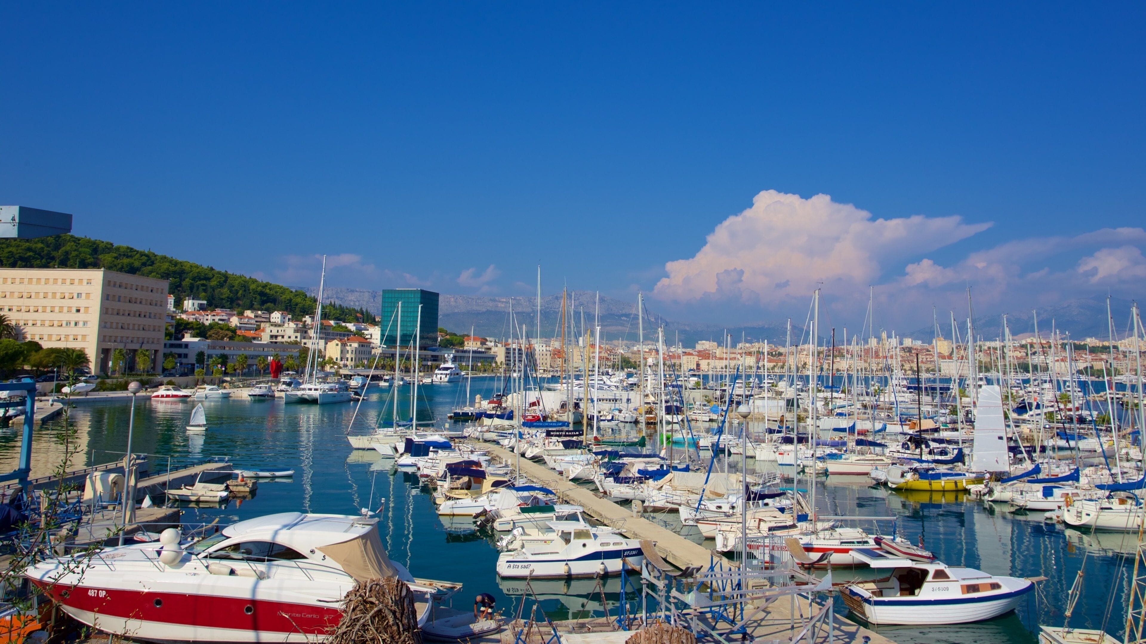 Split Marina featuring a coastal town, a bay or harbor and sailing