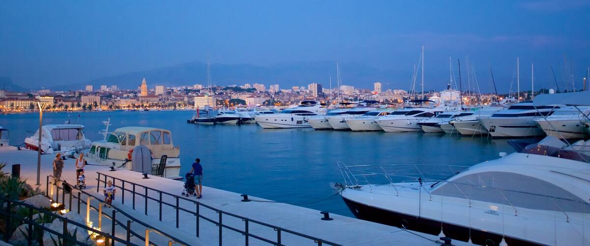 Split Marina featuring a marina and night scenes