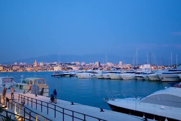 Split Marina featuring a marina and night scenes