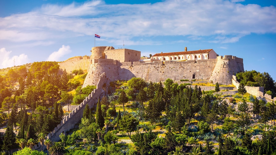 The Fortica fortress (Spanish Fort or Spanjola Fortres) on the Hvar island in Croatia. Ancient fortress on Hvar island over town