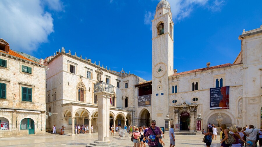 Sponza Palace which includes heritage architecture and a square or plaza as well as a small group of people