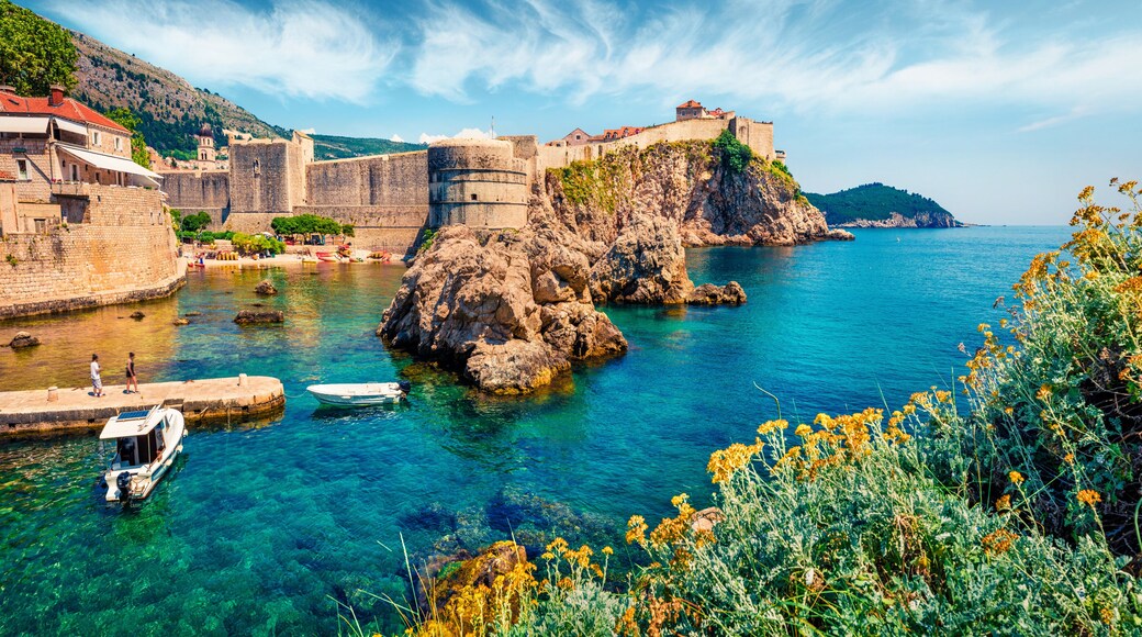 Attractive morning view of famous Fort Bokar in city of Dubrovnik. Bright summer seascape of Adriatic sea, Croatia, Europe. Beautiful world of Mediterranean countries.