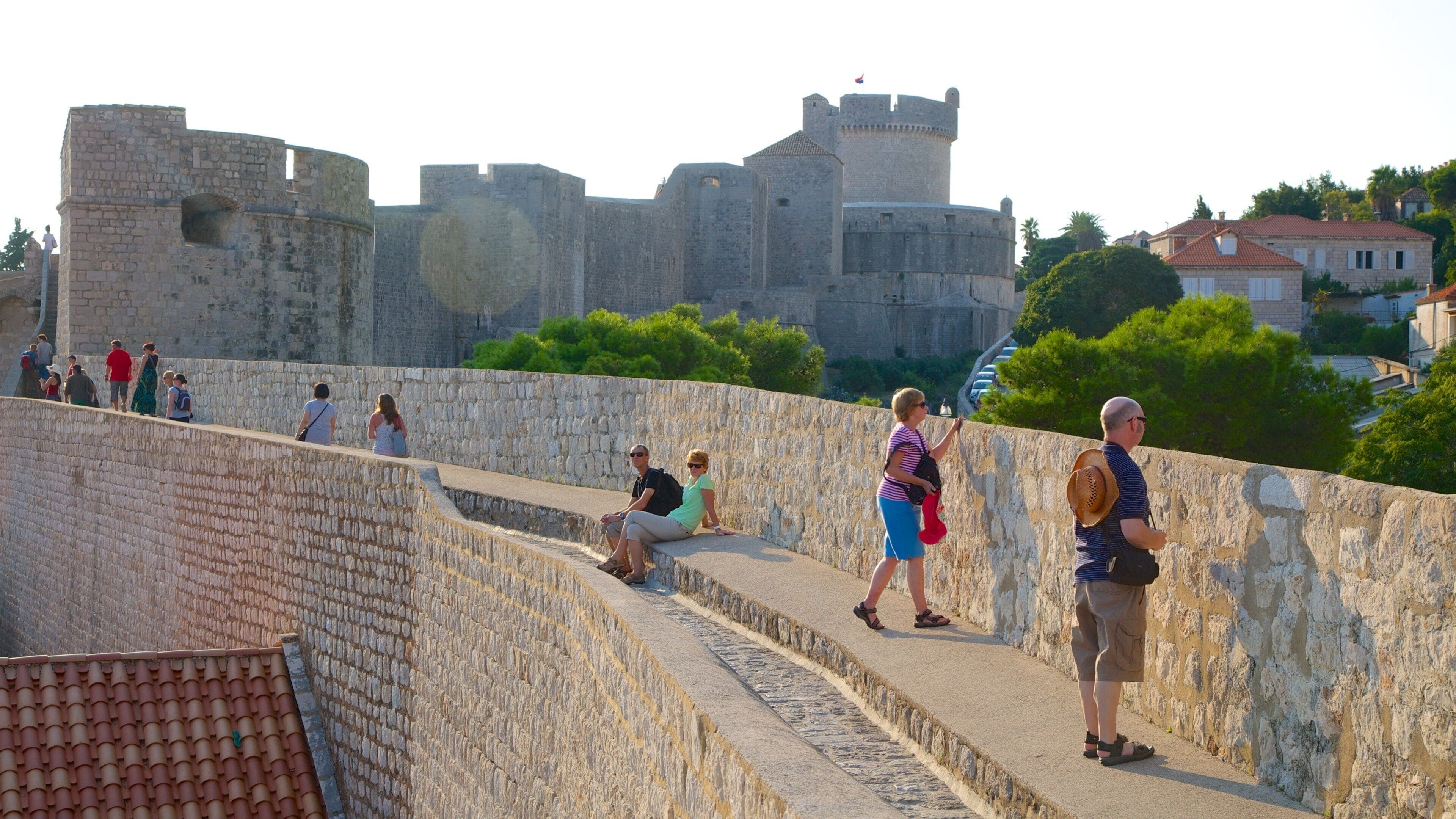 Minceta Fortress which includes heritage elements as well as a small group of people
