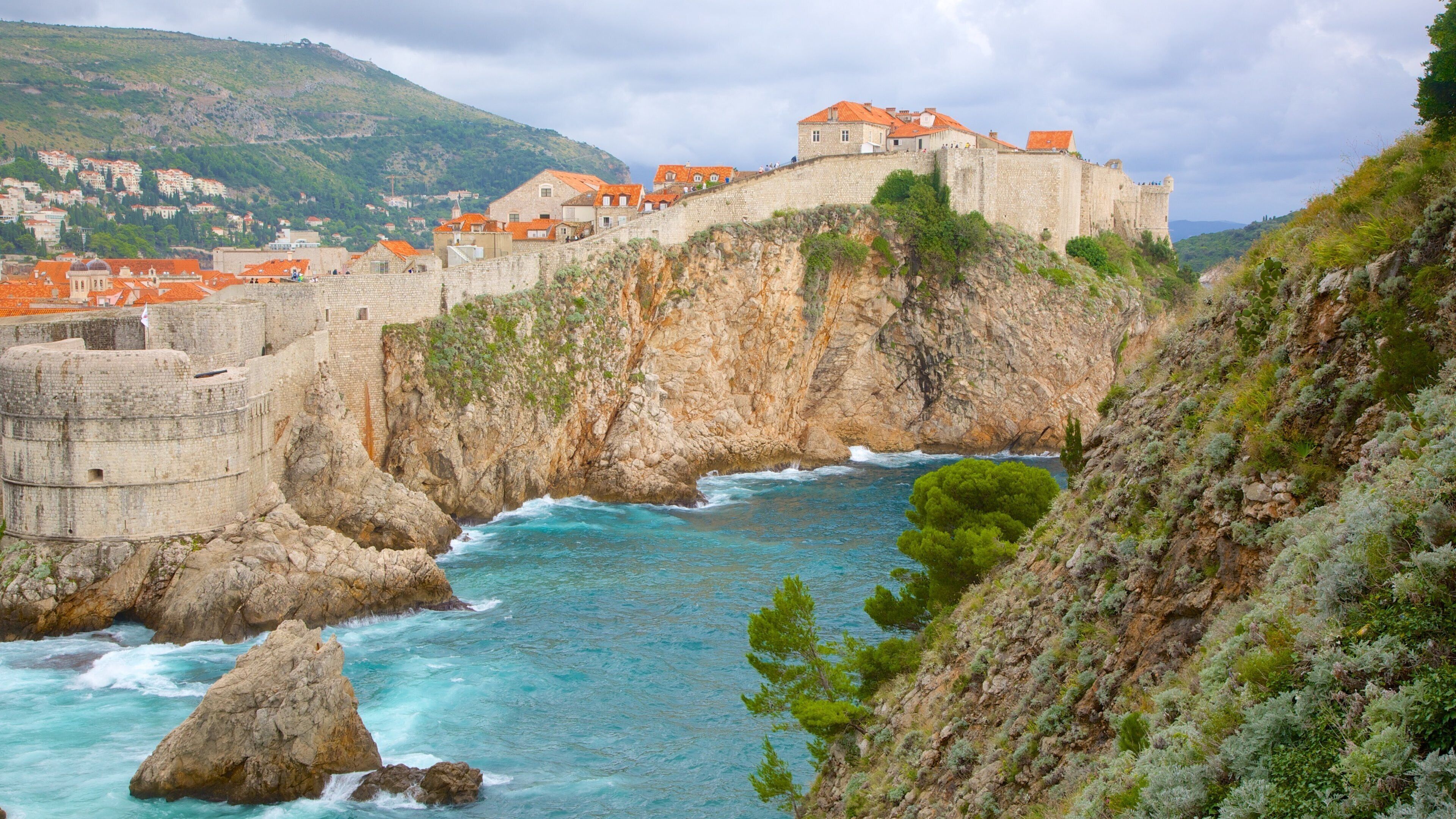 Lovrijenac Fort featuring a coastal town and general coastal views