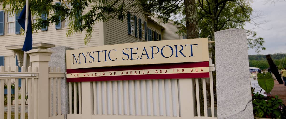 Mystic Seaport - The Museum of America and the Sea which includes signage
