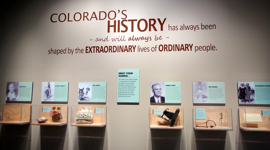 History Colorado som viser innendørs og skilt
