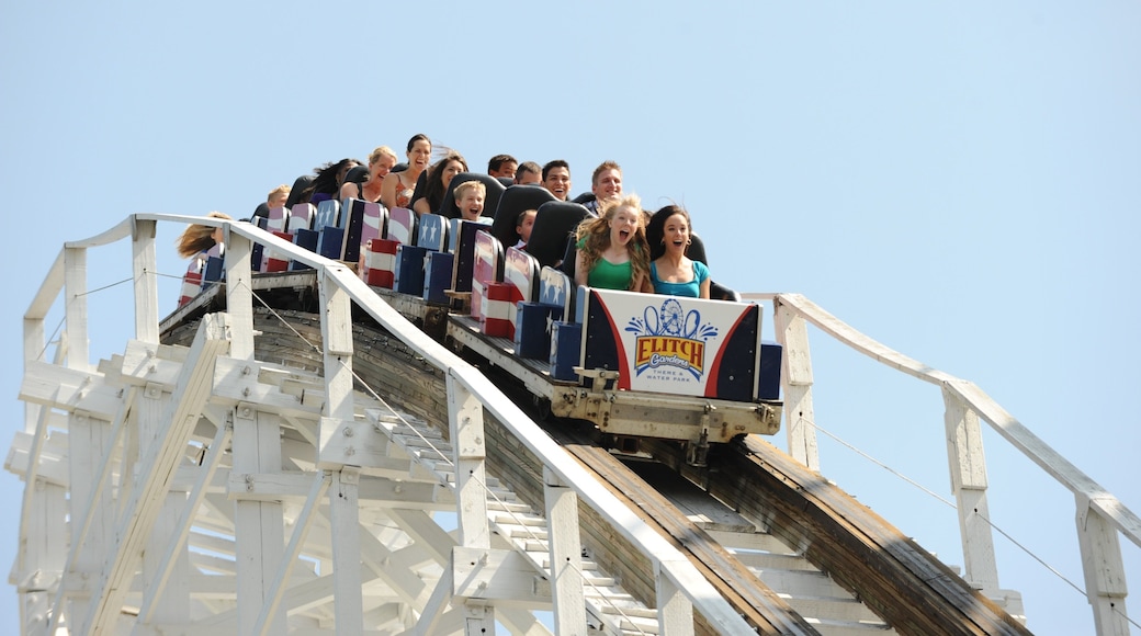 Thrilling ride experience at Elitch Gardens Theme Park in Denver during a sunny day