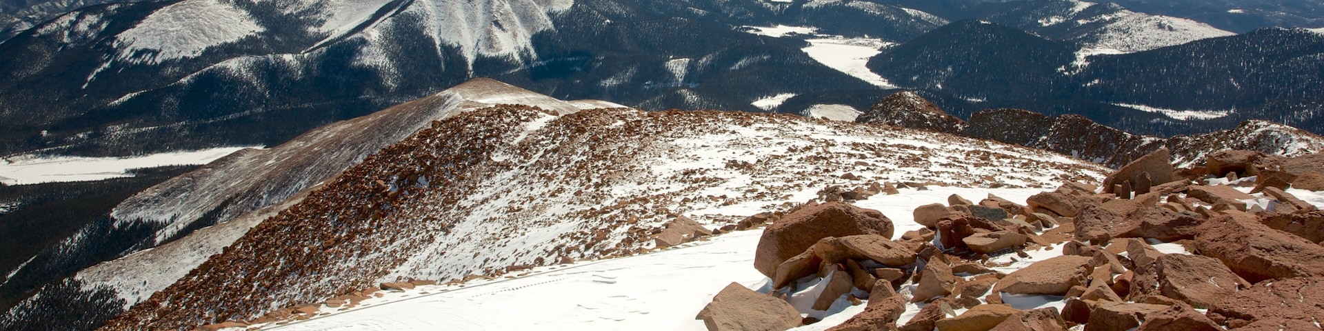 Pikes Peak which includes landscape views, tranquil scenes and snow