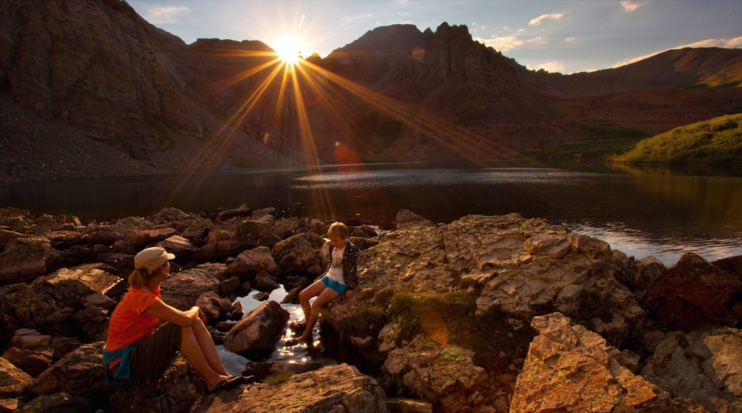 Aspen Mountain showing tranquil scenes, a river or creek and mountains