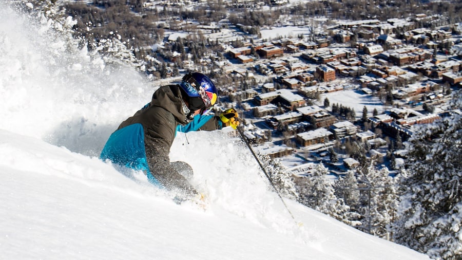 Buttermilk Mountain Ski Area which includes snow skiing, a small town or village and snow