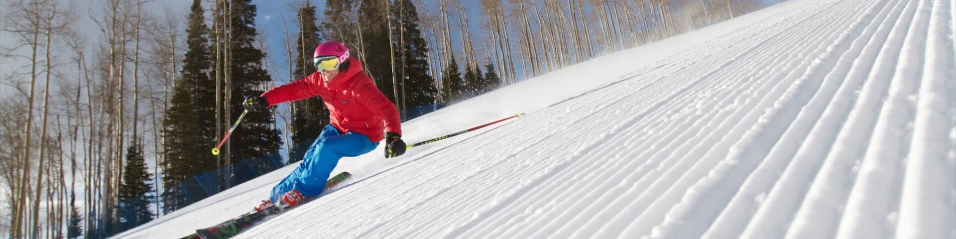 Buttermilk Mountain Ski Area joka esittää lunta ja hiihto sekä yksi nainen