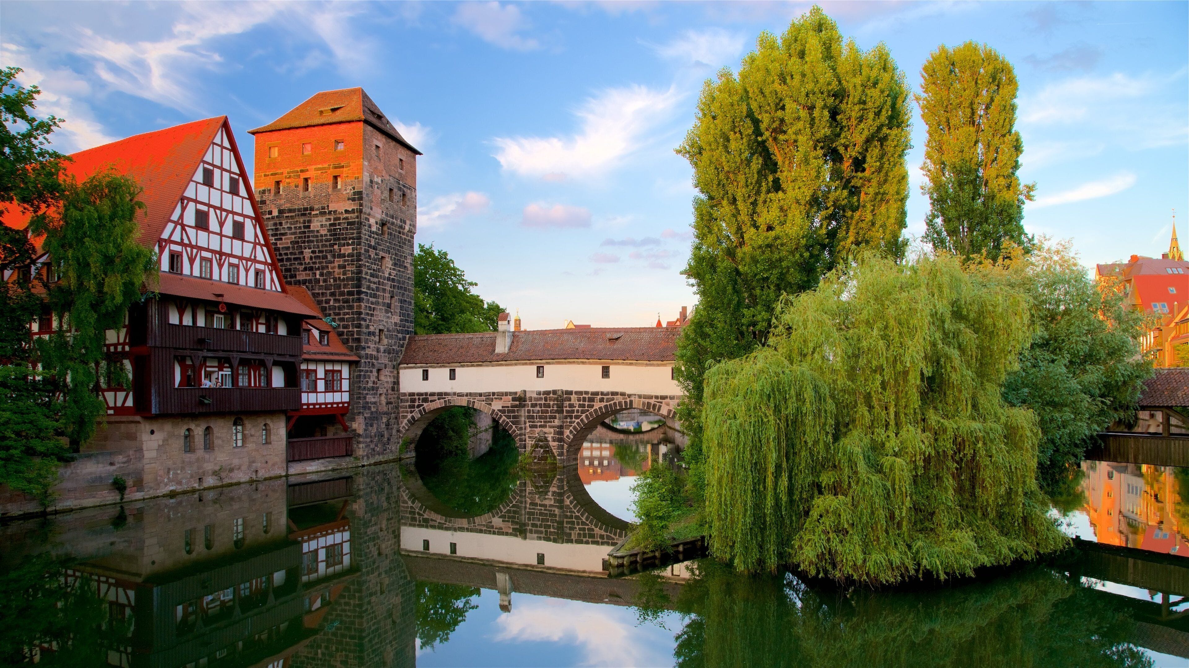 Middle Franconia showing a river or creek and a bridge
