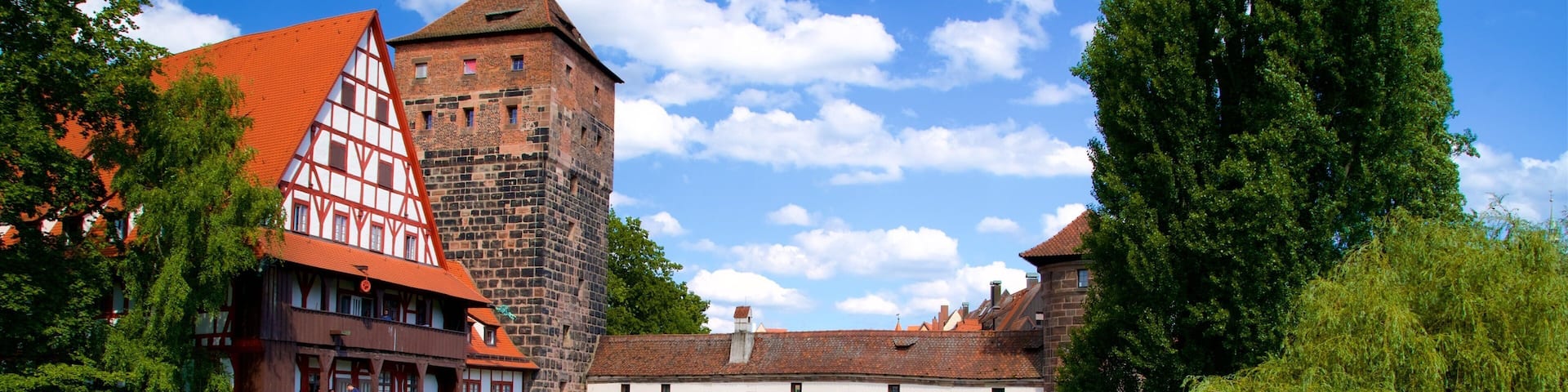 Maxbrucke featuring a bridge, heritage elements and a river or creek