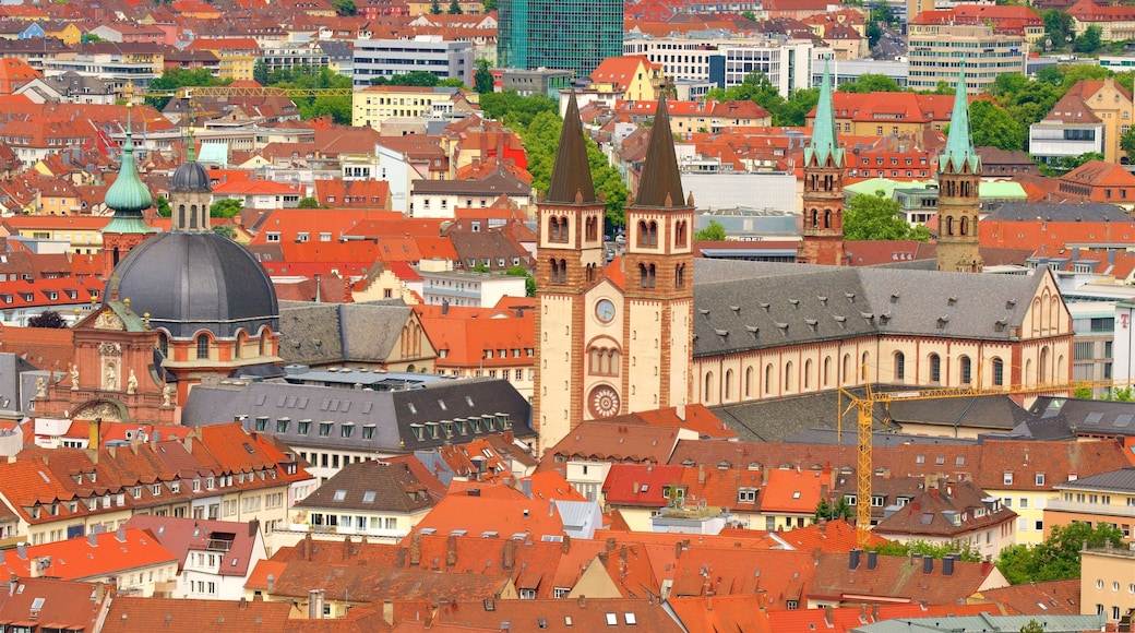Catedral de Wurzburgo que incluye una ciudad, elementos del patrimonio y vistas de paisajes