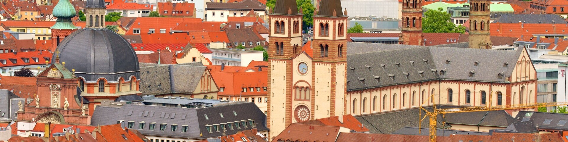 Catedral de Wurzburgo mostrando elementos patrimoniales, una ciudad y vista panorámica