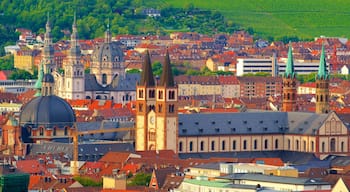 Wuerzburg Cathedral featuring heritage elements and a city