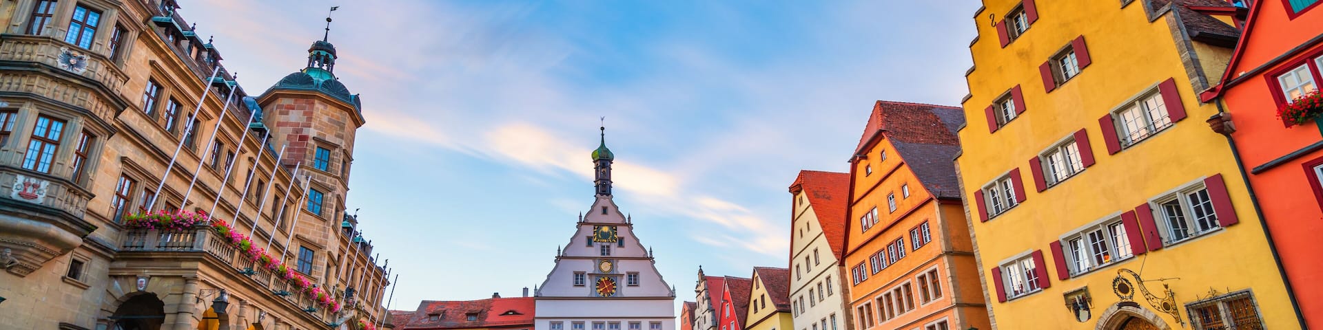 Market square of Rothenburg ob der Tauber. Germany - long exposure