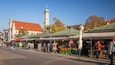 Viktualienmarkt which includes markets and street scenes