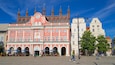 Town Hall which includes heritage architecture and a square or plaza