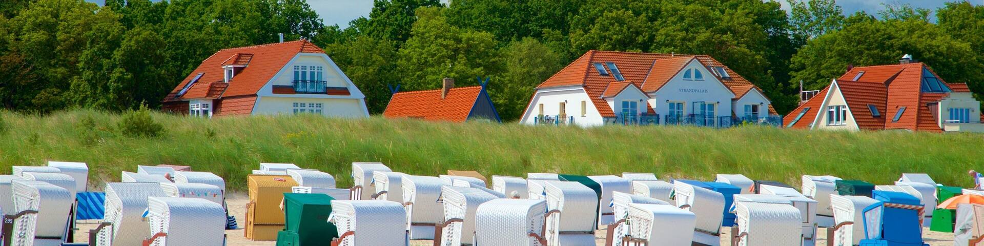 Warnemunde Beach featuring general coastal views, a beach and a coastal town
