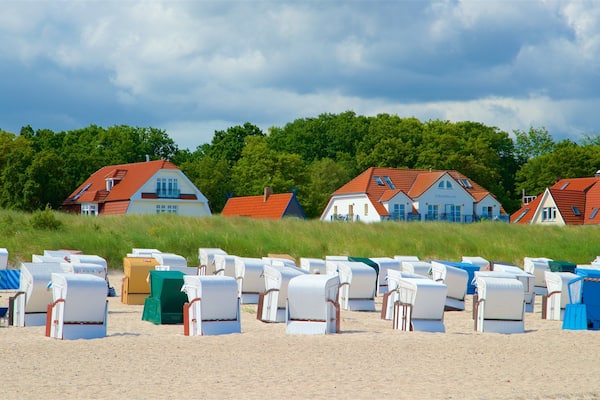 Warnemunde Beach featuring general coastal views, a beach and a coastal town