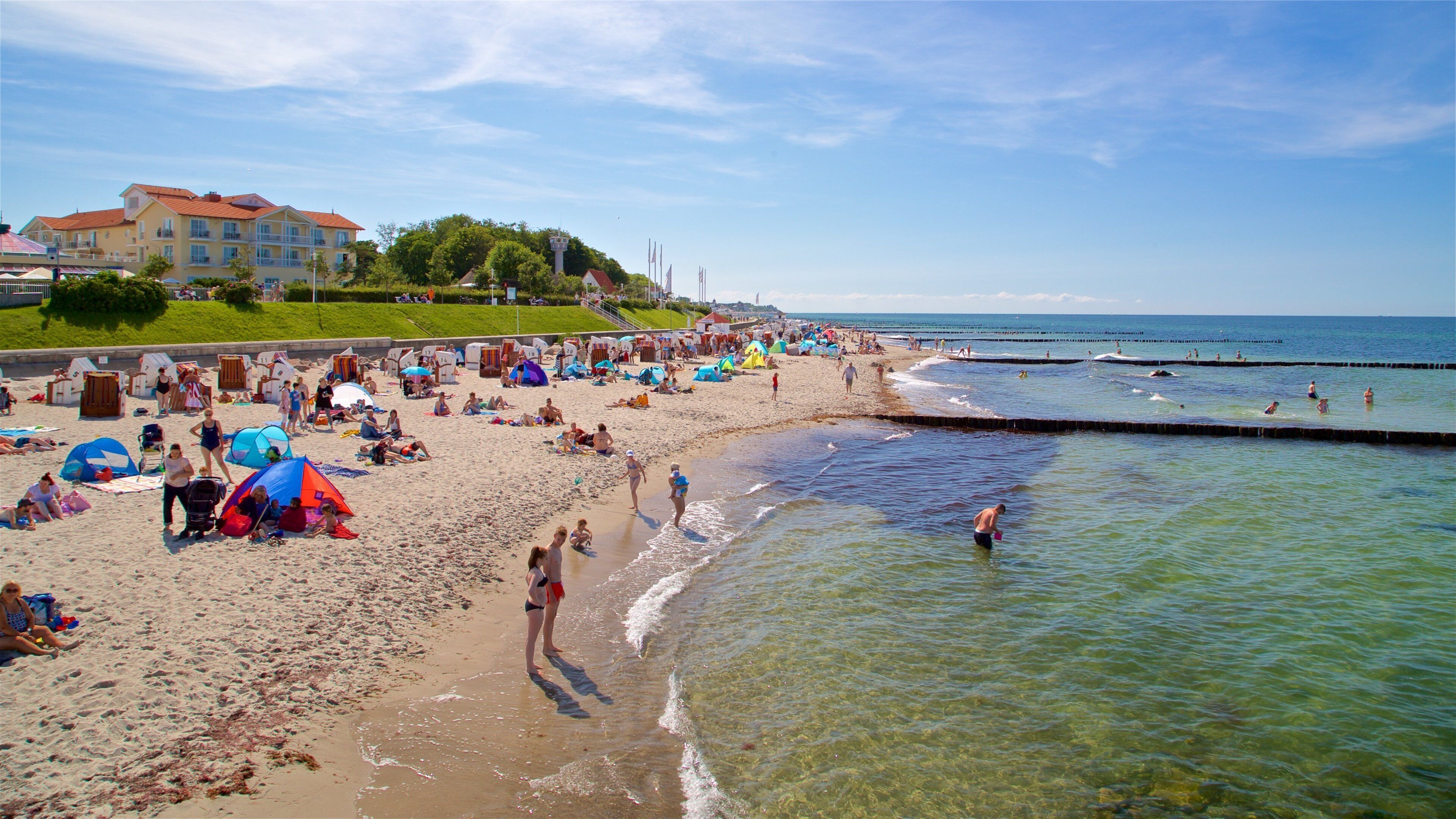 Kuehlungsborn Beach which includes general coastal views, a coastal town and a sandy beach