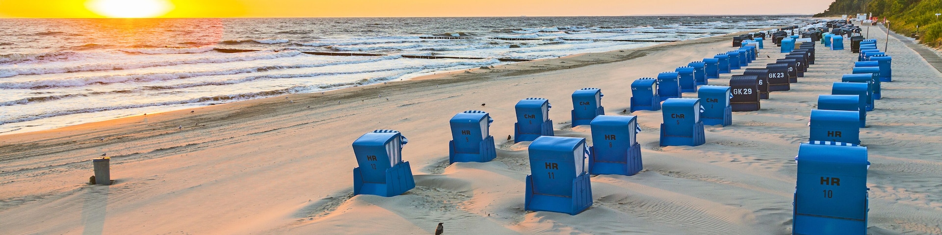 beach chairs in morning light at the baltic sea; Shutterstock ID 308686376; Purchase Order: -