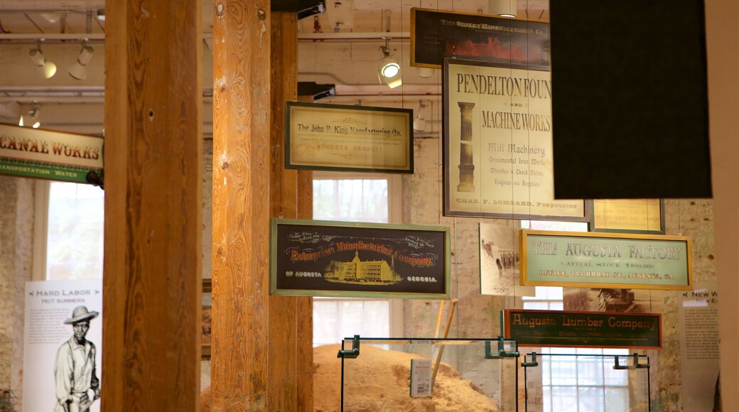 The Augusta Canal Interpretive Center at Enterprise Mill which includes signage and interior views