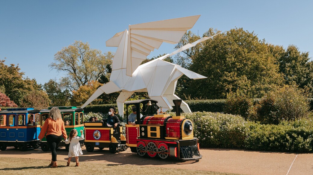 Atlanta Botanical Garden featuring a park, outdoor art and railway items