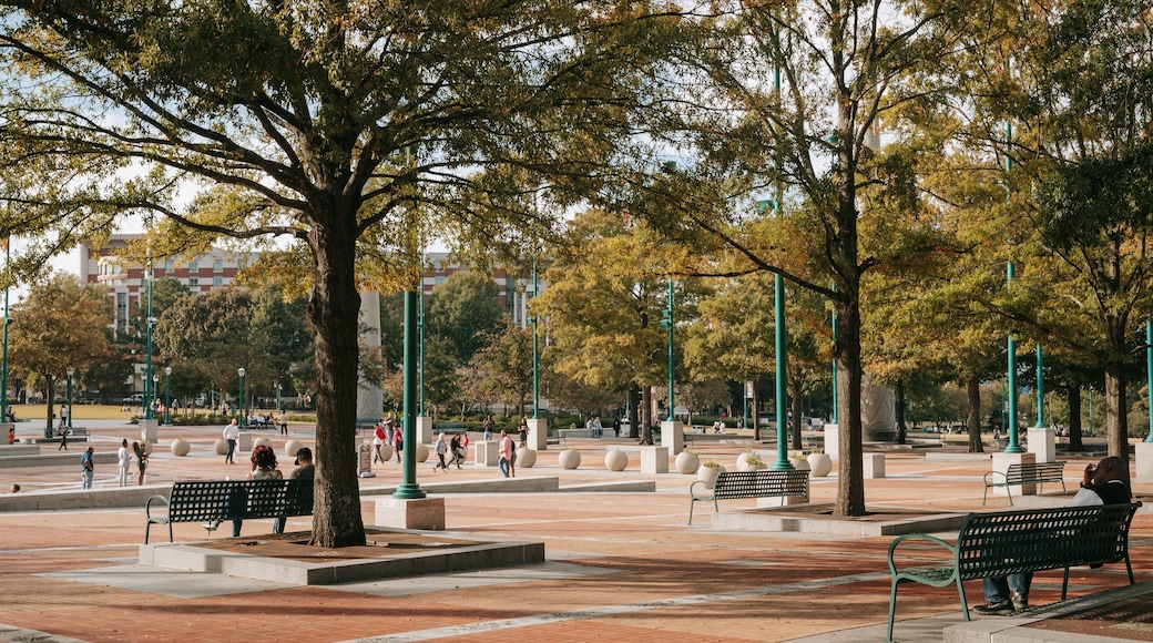 Centennial Olympic Park featuring a square or plaza as well as a couple