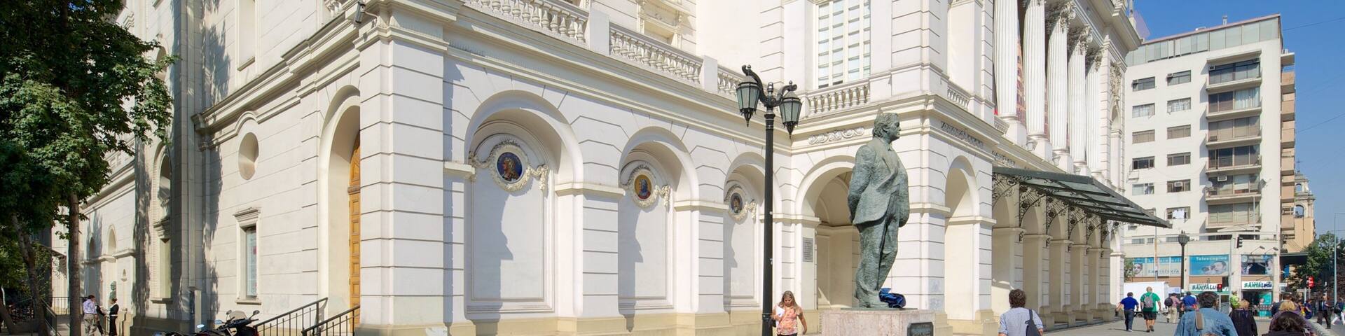 Municipal Theatre of Santiago which includes heritage architecture and theatre scenes