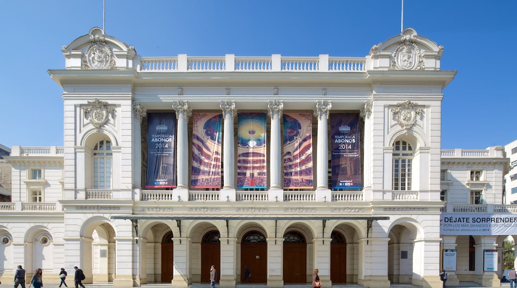 Municipal Theatre of Santiago showing heritage architecture and theatre scenes
