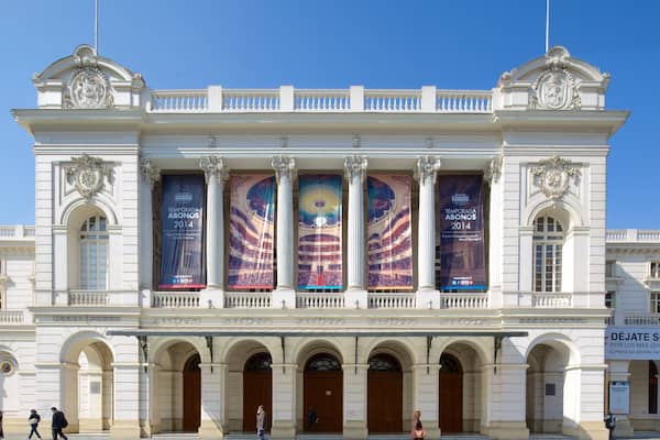 Municipal Theatre of Santiago which includes theater scenes and heritage architecture