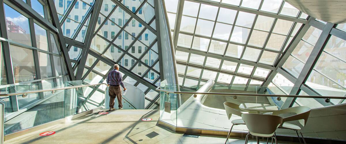 Art Gallery of Alberta featuring modern architecture and interior views as well as an individual male