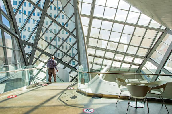 Art Gallery of Alberta featuring modern architecture and interior views as well as an individual male