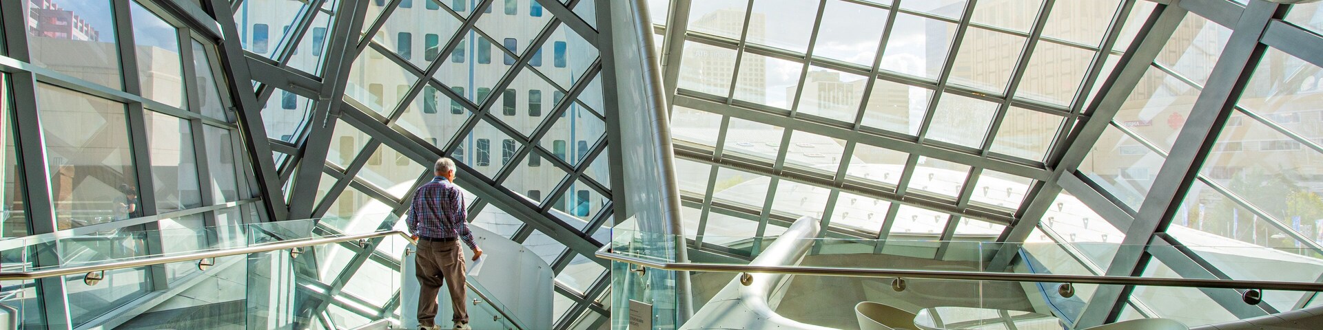 Art Gallery of Alberta featuring modern architecture and interior views as well as an individual male