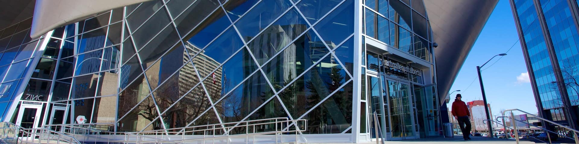 Art Gallery of Alberta which includes central business district, modern architecture and a city