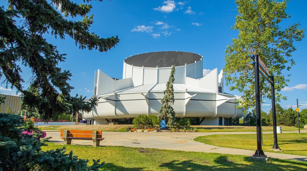 TELUS World of Science-Edmonton which includes a garden and modern architecture
