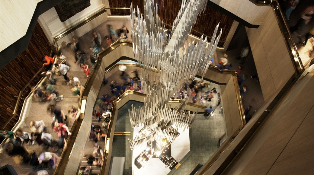 Glenbow Museum showing interior views as well as a large group of people