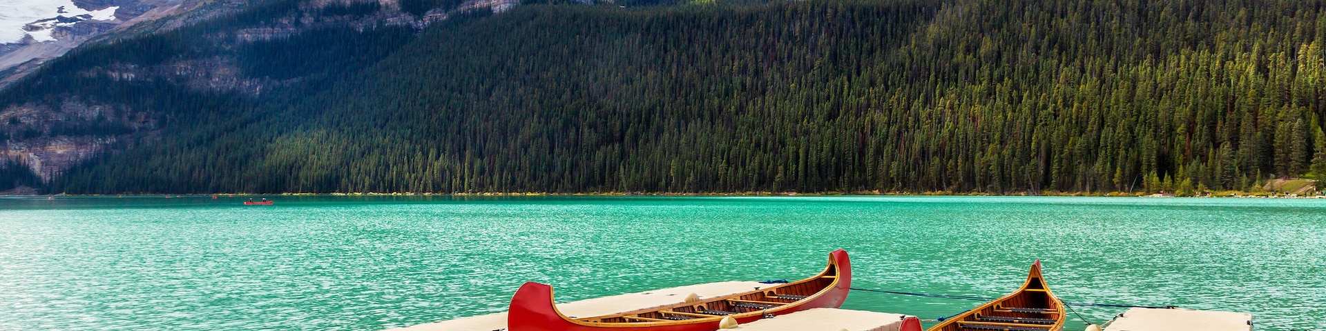 Canoes on Lake Louise, Banff