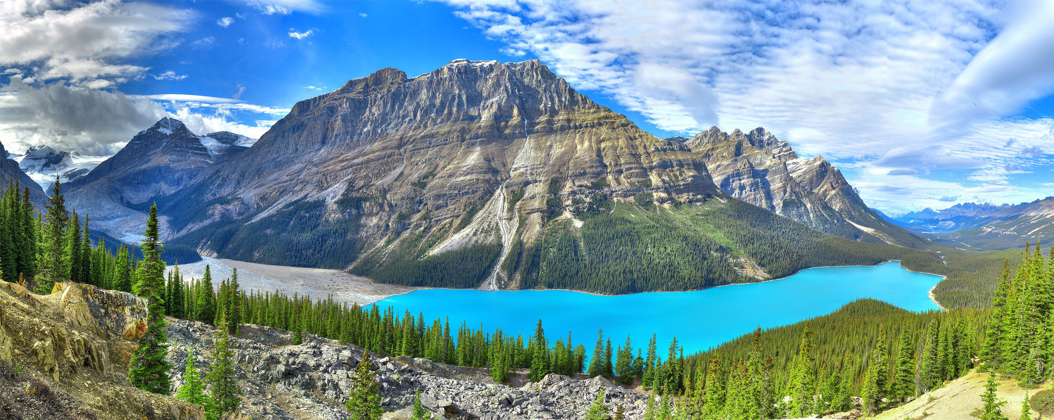 CANADA: Turquoise lake on Icefield road, Canada. Peyto lake panorama