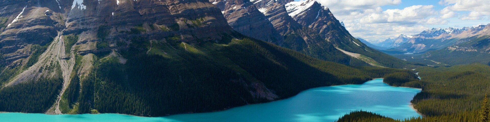 Peyto Lake which includes general coastal views, mountains and landscape views
