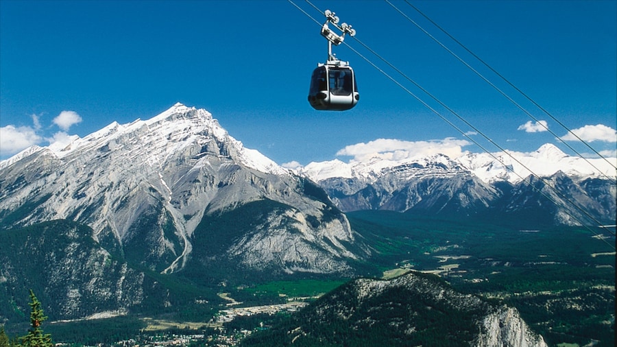 Banff Gondola showing a gondola, landscape views and mountains