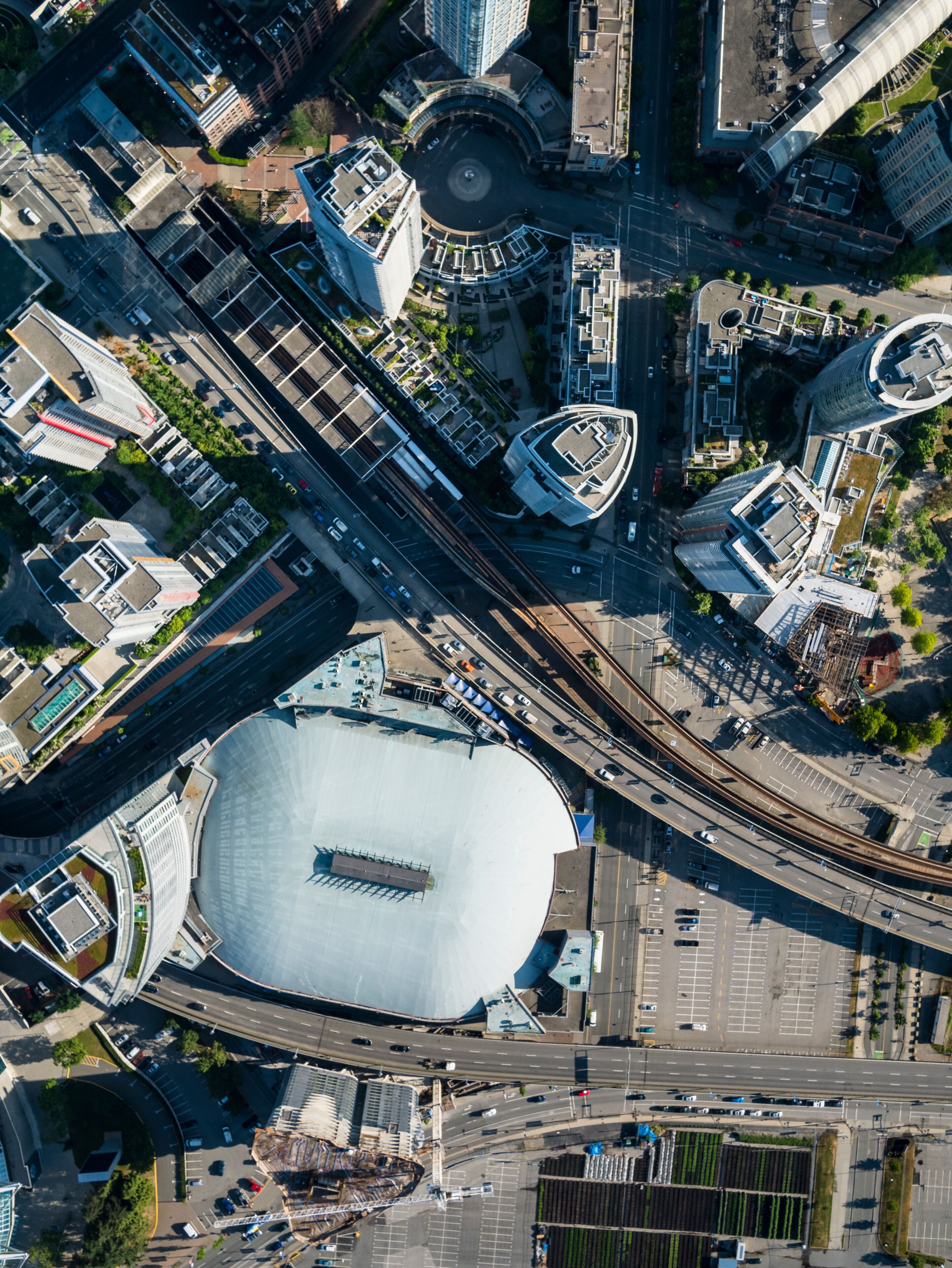 Stock Aerial Photo of Rogers Arena Yaletown Vancouver BC  , Canada