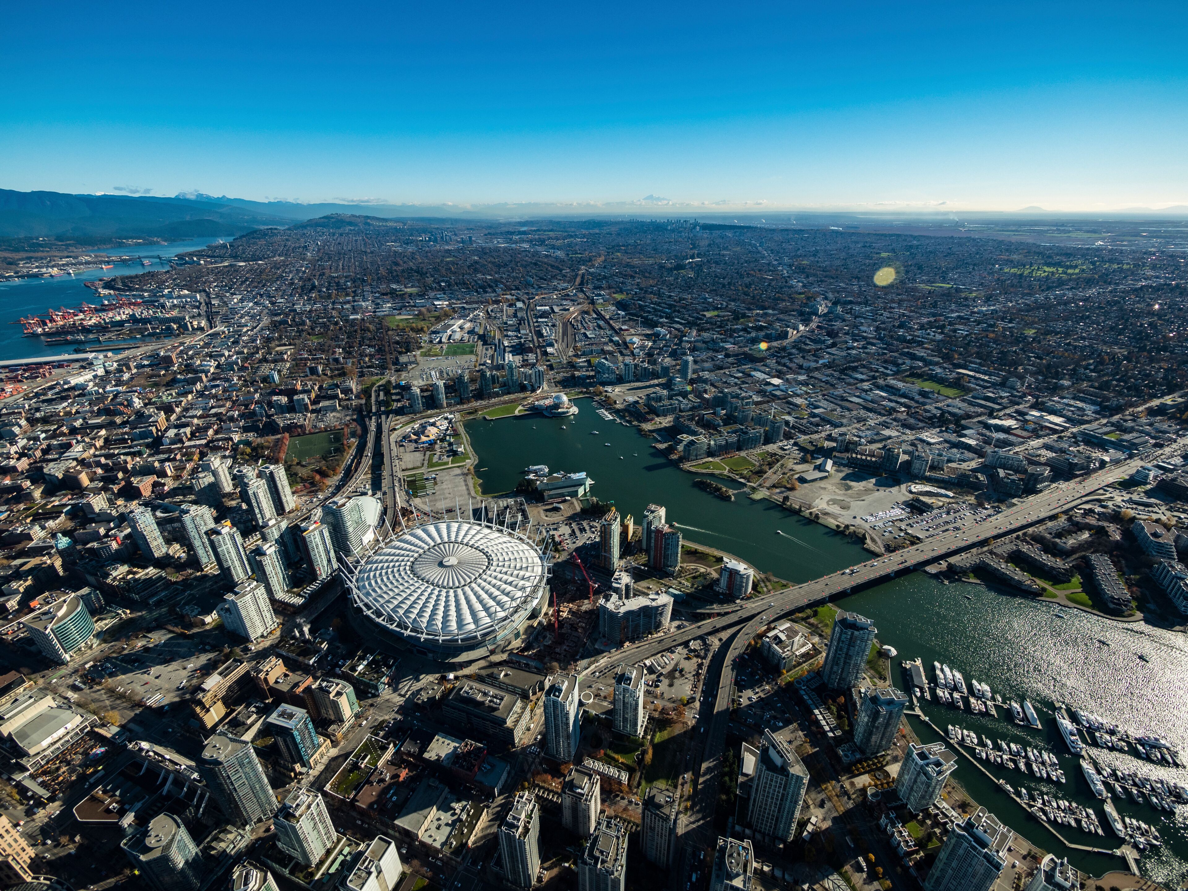 Stock aerial photo of BC Place Stadium, Canada