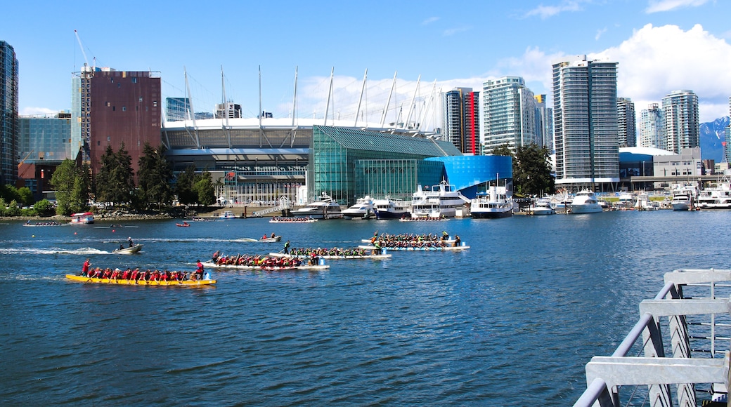 Vancouver's BC Place Overlooks Dragon Boat Racers